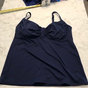 Lands’ End underwire tankini deep sea navy 10